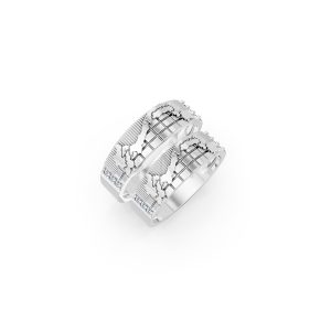Nhẫn cưới E828 họa tiết hình chữ S chế tác tinh xảo màu vàng trắng White Gold kiểu dáng hiện đại, nổi bật