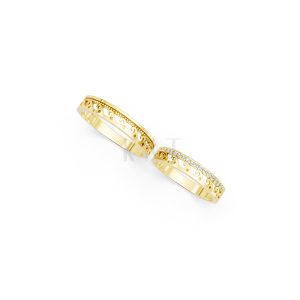 Nhẫn cưới E829 phong cách hiện đại, họa tiết sóng mềm mại màu Vàng Gold vàng 10K/14K/18K/607 đính đá nhỏ, thanh lịch