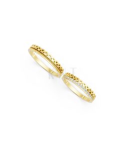 Nhẫn cưới E833 phong cách sang trọng, đường nét độc đáo màu Vàng Gold đính đá trắng, thiết kế phá cách, sang trọng