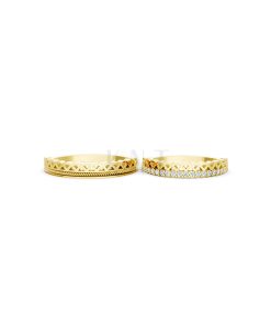 Nhẫn cưới E833 phong cách sang trọng, đường nét độc đáo màu Vàng Gold vàng 10K/14K/18K/607 đính đá nhỏ, thanh lịch