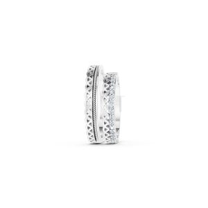 Nhẫn cưới E833 phong cách sang trọng, đường nét độc đáo màu vàng trắng White Gold vàng sáng, đường nét sắc sảo, tinh tế