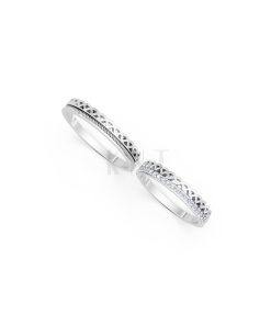 Nhẫn cưới E833 phong cách sang trọng, đường nét độc đáo màu vàng trắng White Gold kiểu dáng cá tính, hiện đại