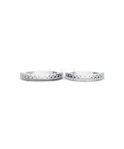Nhẫn cưới E833 phong cách sang trọng, đường nét độc đáo màu vàng trắng White Gold vàng sáng bóng, thiết kế trẻ trung