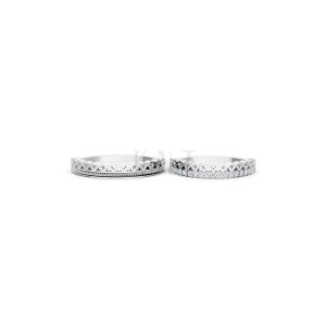 Nhẫn cưới E833 phong cách sang trọng, đường nét độc đáo màu vàng trắng White Gold vàng sáng bóng, thiết kế trẻ trung