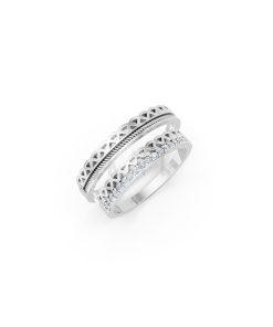 Nhẫn cưới E833 phong cách sang trọng, đường nét độc đáo màu vàng trắng White Gold kiểu dáng hiện đại, nổi bật