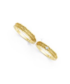 Nhẫn Cưới E836 màu Vàng Gold vàng 10K/14K/18K/607 đính đá nhỏ, thanh lịch