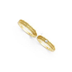 Nhẫn Cưới E836 màu Vàng Gold vàng 10K/14K/18K/607 đính đá nhỏ, thanh lịch