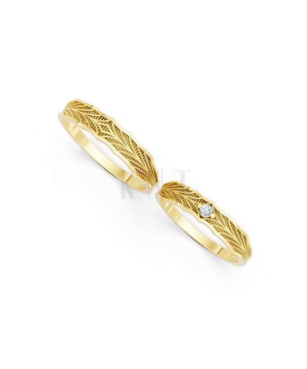 Nhẫn Cưới E836 màu Vàng Gold vàng 10K/14K/18K/607 đính đá nhỏ, thanh lịch