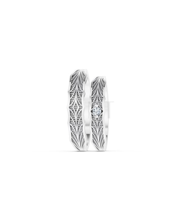 Nhẫn Cưới E836 màu vàng trắng White Gold vàng sáng, đường nét sắc sảo, tinh tế