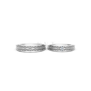 Nhẫn Cưới E836 màu vàng trắng White Gold vàng sáng bóng, thiết kế trẻ trung