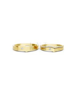Nhẫn cưới E839 dáng chữ V độc đáo, phong cách hiện đại màu Vàng Gold vàng 10K/14K/18K/607 đính đá nhỏ, thanh lịch