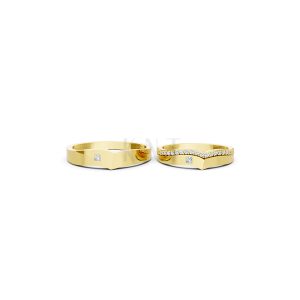 Nhẫn cưới E839 dáng chữ V độc đáo, phong cách hiện đại màu Vàng Gold vàng 10K/14K/18K/607 đính đá nhỏ, thanh lịch
