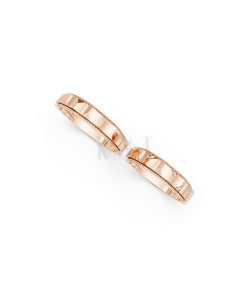 Nhẫn cưới E840 phong cách tối giản, hình khối đa giác màu vàng hồng Rose Gold vàng đẹp, họa tiết hình học, độc đáo
