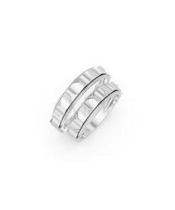 Nhẫn cưới E840 phong cách tối giản, hình khối đa giác màu vàng trắng White Gold kiểu dáng hiện đại, nổi bật