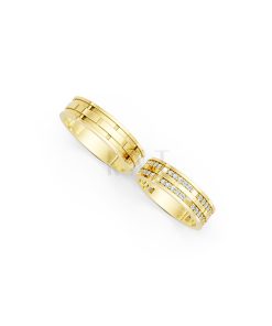 Nhẫn cưới E841 bản nhẫn lớn đính đá lấp lánh, tinh xảo màu Vàng Gold mặt nhẫn chạm khắc tinh xảo, độc đáo