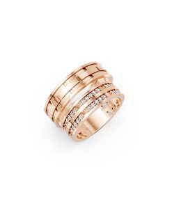 Nhẫn cưới E841 bản nhẫn lớn đính đá lấp lánh, tinh xảo màu vàng hồng Rose Gold họa tiết ấn tượng, cá tính