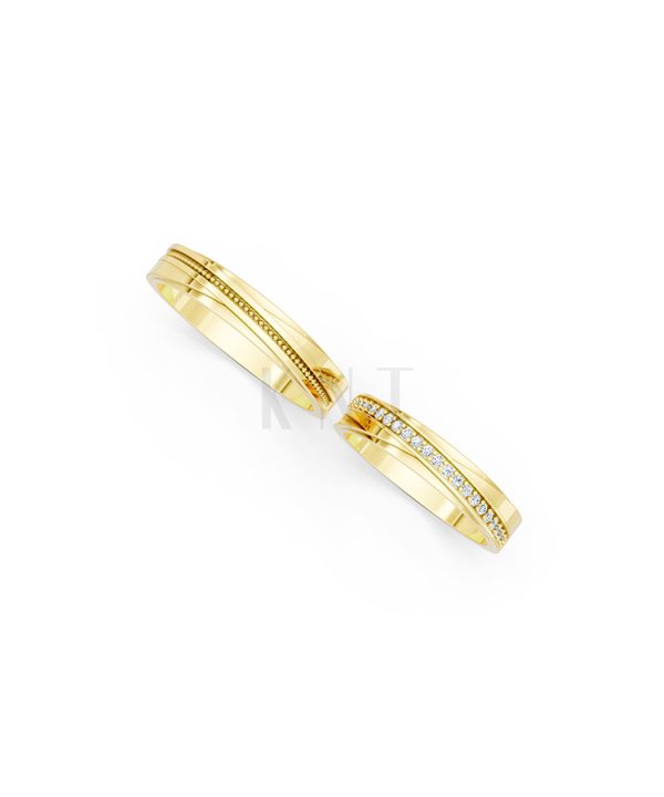 Nhẫn cưới E844 màu Vàng Gold vàng 10K/14K/18K/607 cao cấp, thanh lịch