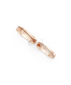 Nhẫn cưới E844 màu vàng hồng Rose Gold vàng đẹp, họa tiết hình học, độc đáo