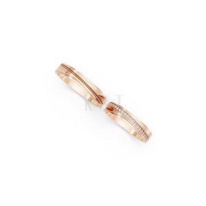 Nhẫn cưới E844 màu vàng hồng Rose Gold vàng đẹp, họa tiết hình học, độc đáo