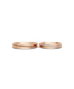 Nhẫn cưới E844 màu vàng hồng Rose Gold thiết kế đối xứng, phong cách, ấn tượng