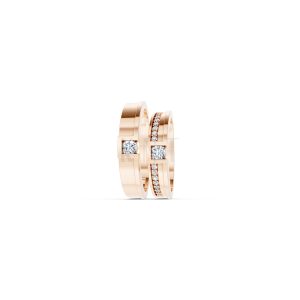 NHẪN CƯỚI E854 màu vàng hồng Rose Gold thiết kế đối xứng, phong cách, ấn tượng