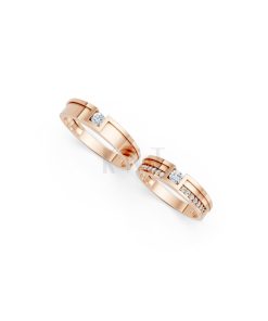 NHẪN CƯỚI E854 màu vàng hồng Rose Gold phong cách trẻ trung, nổi bật