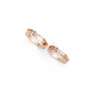 NHẪN CƯỚI E854 màu vàng hồng Rose Gold phong cách trẻ trung, nổi bật