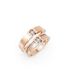 NHẪN CƯỚI E854 màu vàng hồng Rose Gold họa tiết ấn tượng, cá tính