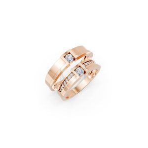 NHẪN CƯỚI E854 màu vàng hồng Rose Gold họa tiết ấn tượng, cá tính