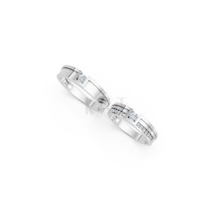 NHẪN CƯỚI E854 màu vàng trắng White Gold vàng sáng bóng, thiết kế trẻ trung