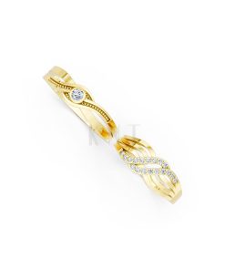Nhẫn Cưới E861 màu Vàng Gold vàng 10K/14K/18K/607 đính đá nhỏ, thanh lịch