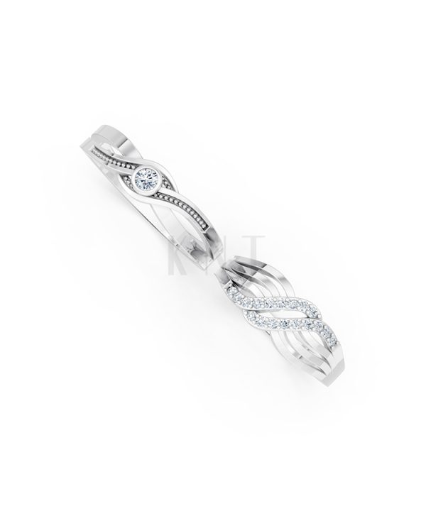 Nhẫn Cưới E861 màu vàng trắng White Gold vàng sáng, đường nét sắc sảo, tinh tế