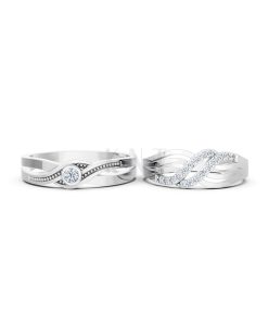 Nhẫn Cưới E861 màu vàng trắng White Gold vàng sáng bóng, thiết kế trẻ trung