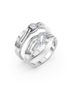 Nhẫn Cưới E861 màu vàng trắng White Gold kiểu dáng hiện đại, nổi bật