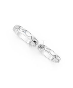 Nhẫn cưới E869 phong cách hiện đại, họa tiết sóng uốn lượn tinh tế màu vàng trắng White Gold vàng sáng, đường nét sắc sảo, tinh tế