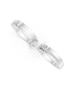 Nhẫn cưới E870 vàng trắng White Gold kiểu dáng cá tính, hiện đại