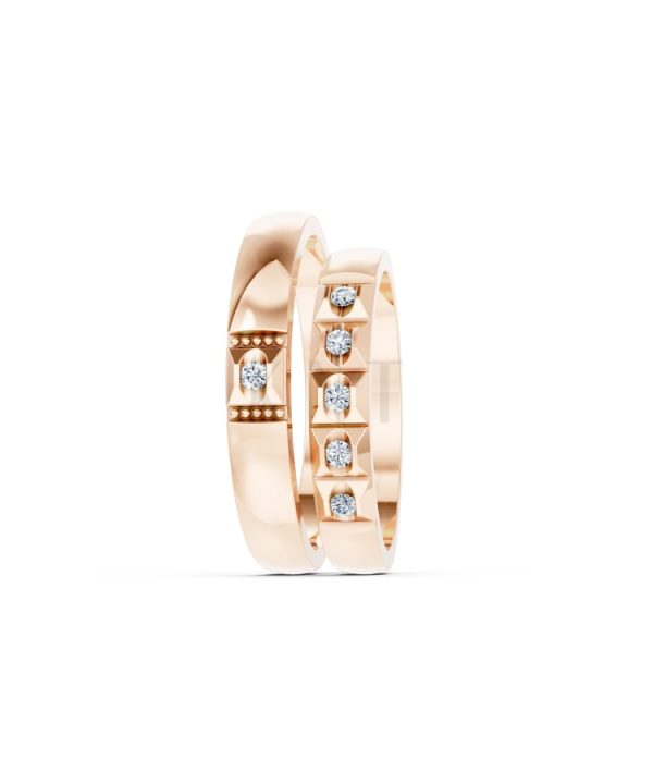 Nhẫn cưới E871 vàng hồng Rose Gold phong cách trẻ trung, nổi bật