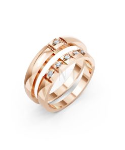 Nhẫn cưới E871 vàng hồng Rose Gold họa tiết ấn tượng, cá tính