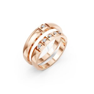Nhẫn cưới E871 vàng hồng Rose Gold họa tiết ấn tượng, cá tính