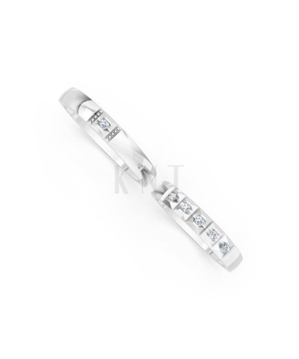 Nhẫn cưới E871 vàng trắng White Gold vàng sáng, đường nét sắc sảo, tinh tế