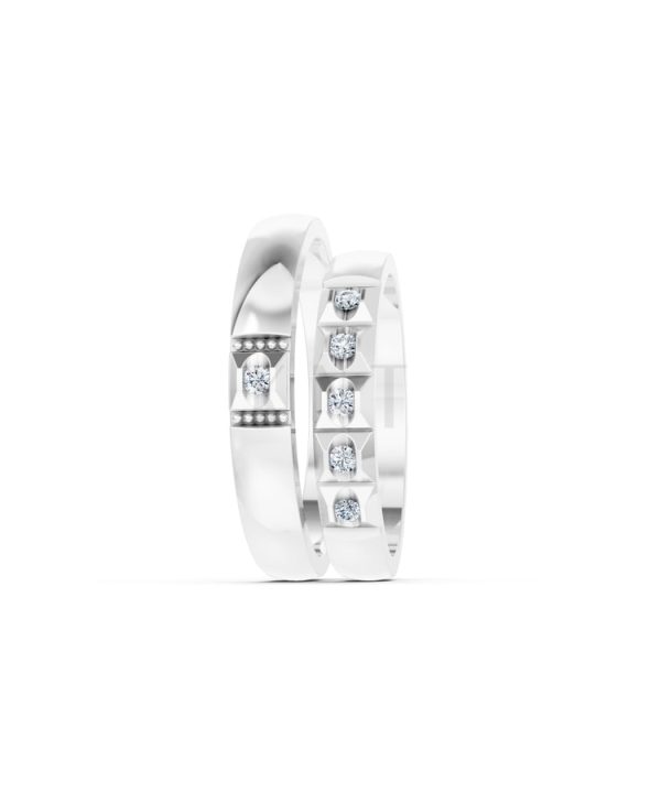 Nhẫn cưới E871 vàng trắng White Gold thiết kế trẻ trung, hiện đại