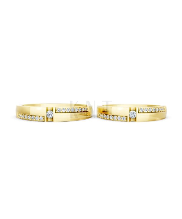 NHẪN CƯỚI E878 màu Vàng Gold vàng 10K/14K/18K/607 cao cấp, thanh lịch