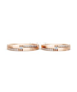 NHẪN CƯỚI E878 màu vàng hồng Rose Gold thiết kế đối xứng, phong cách, ấn tượng