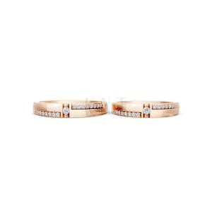 NHẪN CƯỚI E878 màu vàng hồng Rose Gold thiết kế đối xứng, phong cách, ấn tượng