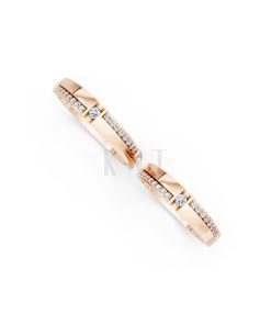 NHẪN CƯỚI E878 màu vàng hồng Rose Gold phong cách trẻ trung, nổi bật