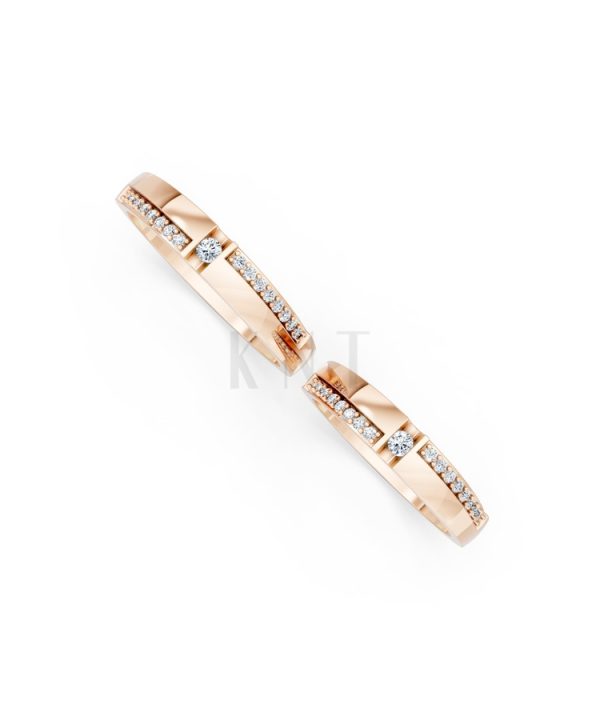 NHẪN CƯỚI E878 màu vàng hồng Rose Gold phong cách trẻ trung, nổi bật