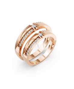 NHẪN CƯỚI E878 màu vàng hồng Rose Gold họa tiết ấn tượng, cá tính