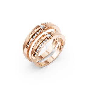 NHẪN CƯỚI E878 màu vàng hồng Rose Gold họa tiết ấn tượng, cá tính