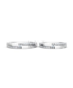 NHẪN CƯỚI E878 màu vàng trắng White Gold vàng sáng bóng, thiết kế trẻ trung