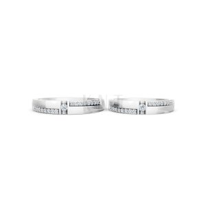 NHẪN CƯỚI E878 màu vàng trắng White Gold vàng sáng bóng, thiết kế trẻ trung
